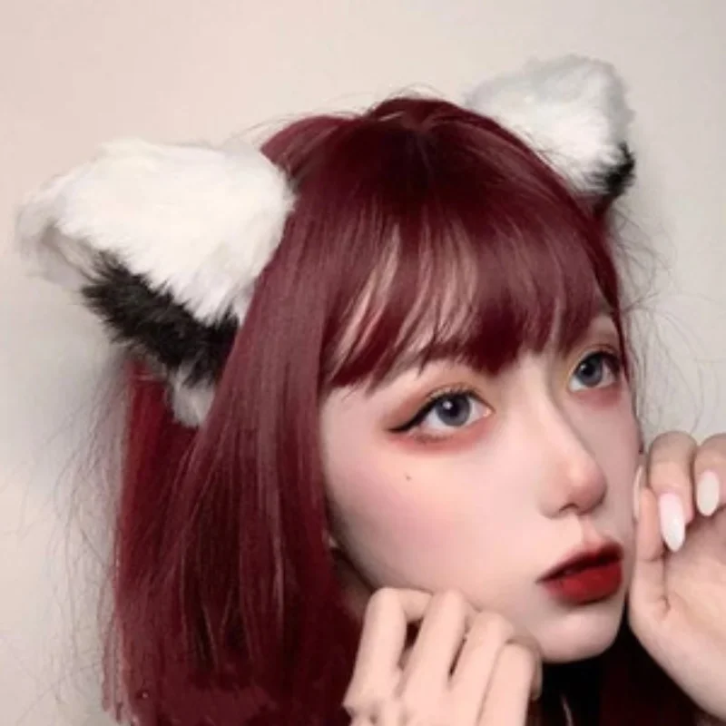 Women Cute Furry Animal Cat Ears Headband Lolita Kawaii Anime Hair Band Hoop Halloween Cosplay Party Fancy Headpiece for Girls