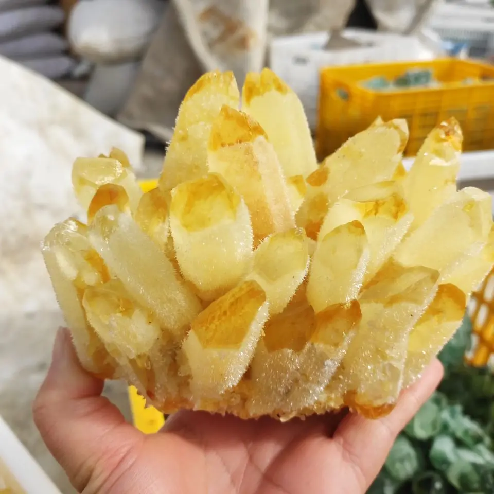 500-1000g Natural Yellow Ghost Phantom Quartz Crystal Cluster Healing Specimen home decoration office living room crystal decora