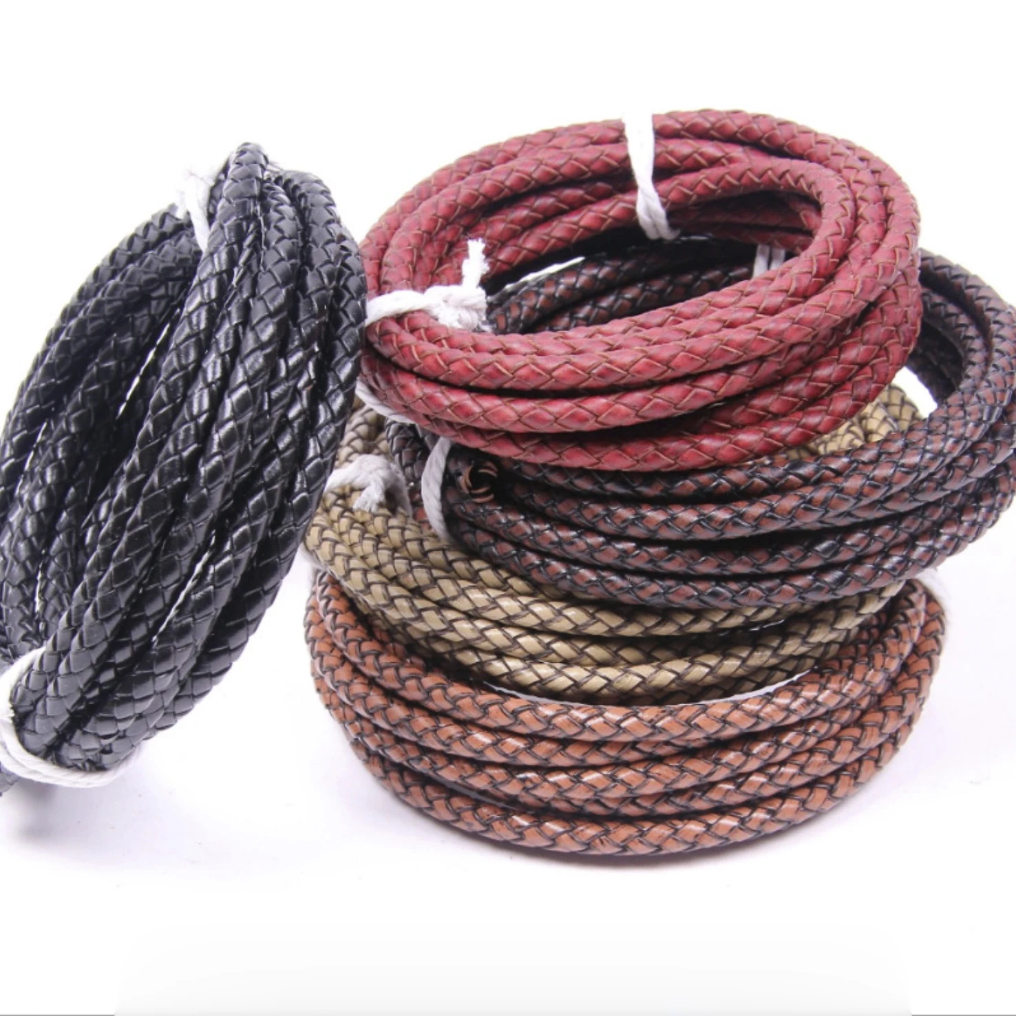 2meters Punk Style Retro Braided Genuine Leather  3/4/5/6mm Round Leather Cord String Rope DIY Necklace Bracelet Making