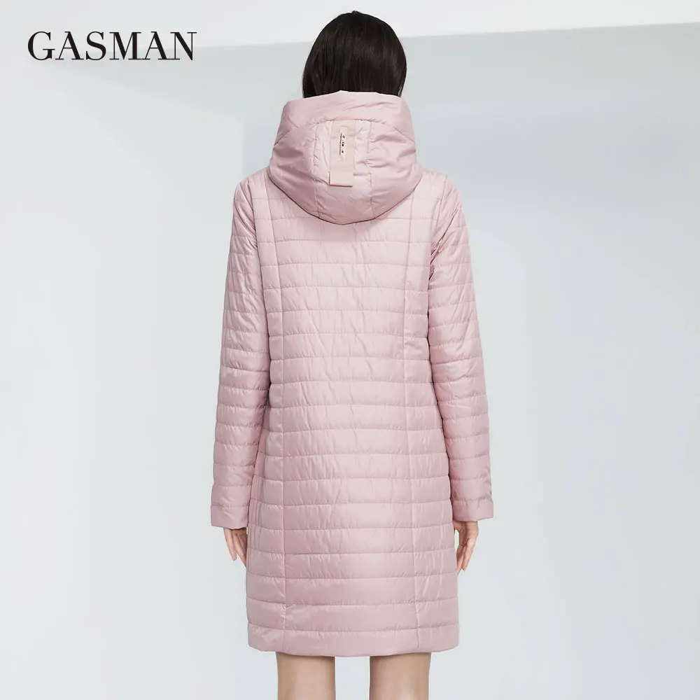 GASMAN-Veste à capuche mi-longue pour femme, manteau en coton fin, se joint aux poches, mode décontractée, printemps, automne, 2022, 20176