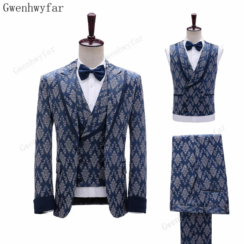 

Gwenhwyfar Elegant One Button Groomsmen Peaked Lapel Groom Tuxedos Men Suits Wedding/Prom Best Blazer 3Pcs G1038