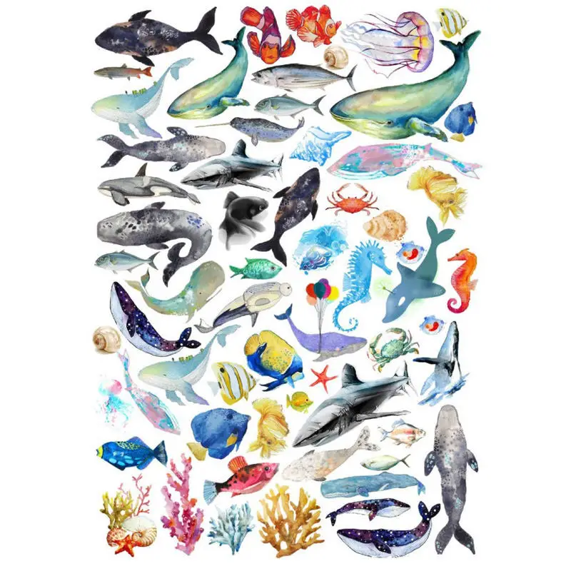 2 pcs/lot Sea Marine Animal Deco Scrapbook Book Journal Stationery Stickers Planner Diary School Office Craft Supplies