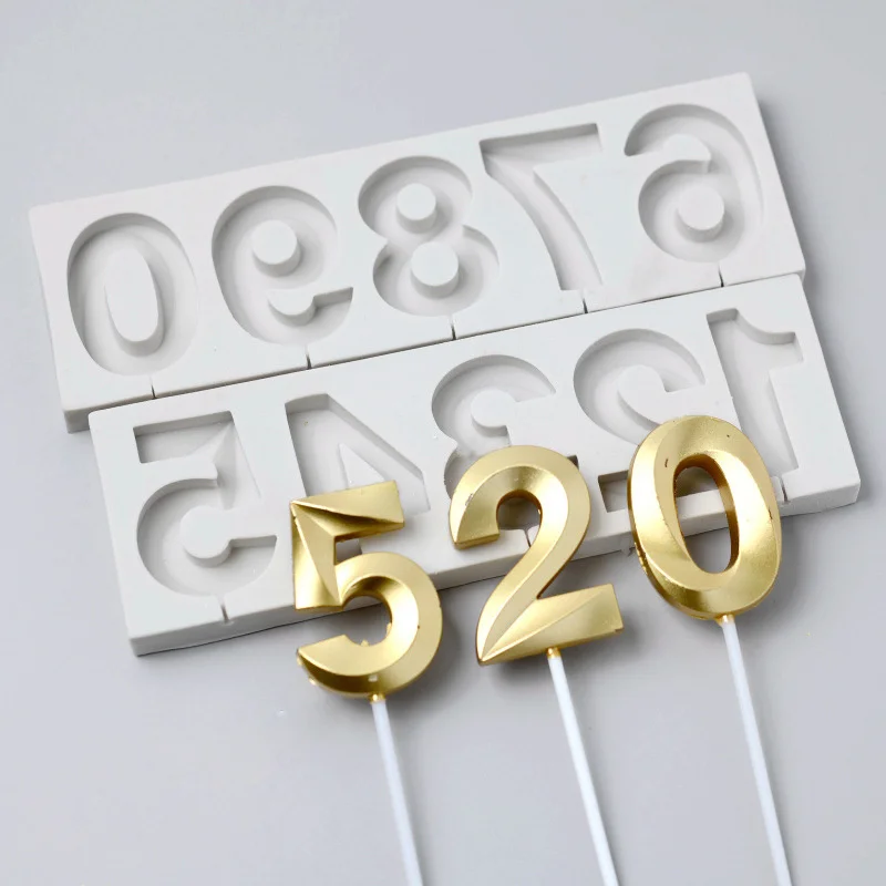 0-9 Metal Numbers Silicone Mold Birthday Cake Digital Molds Lollipop Mould Chocolate Mould Gumpaste Sugarcraft Decoration Tools