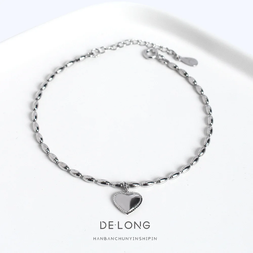 Thomas 925 Sterling Silver Heart Love Bracelet Exquisite Temperament  Rice Shape Bracelet For Women Men Gift