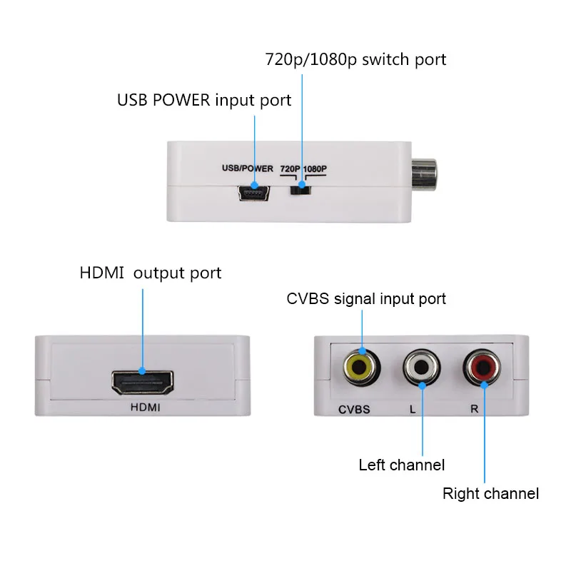 AV/RCA CVBS إلى محول HDMI 1080P فيديو صغير AV2 محول HDMI محول صندوق ل HDTV العارض فك التشفير صندوق دي في دي