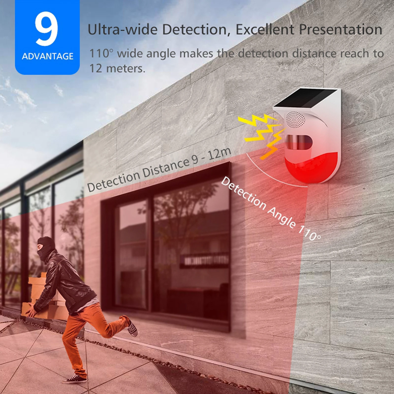 IP67 Waterdichte Solar Alarm Outdoor Infrarood Wireless Motion Sensor Detector