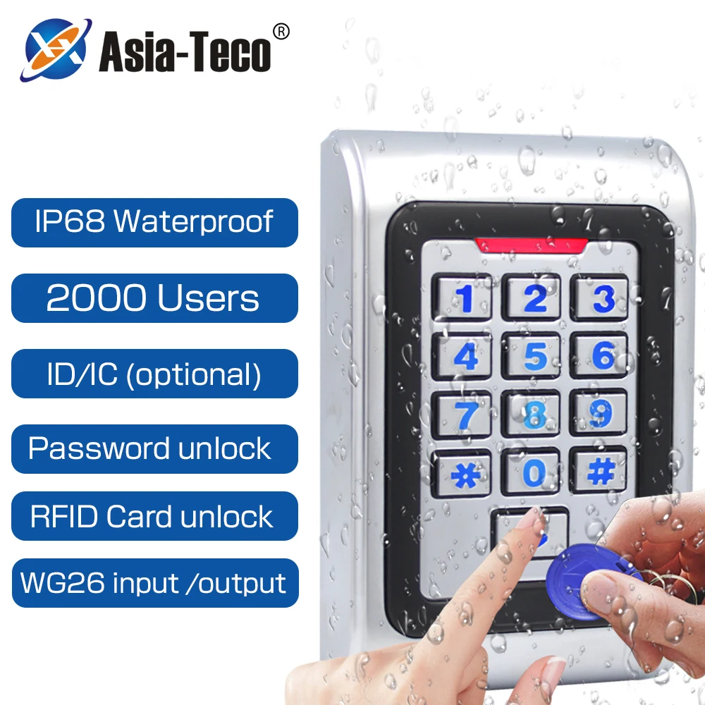 Backlight Zinc Alloy RFID Access Control System Kit 125Khz 13.56Mhz metal waterproof access control keypad with wiegand 26