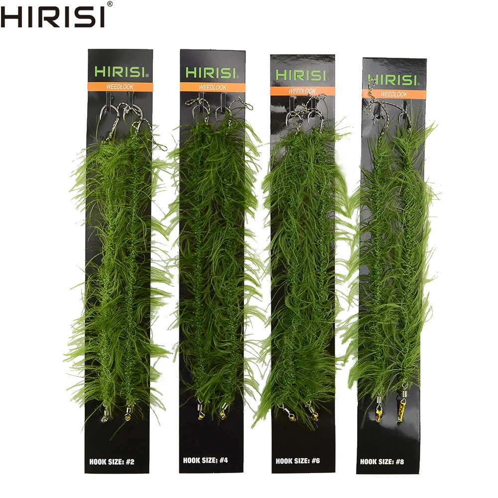 8pcs Hirisi Weed Carp Fishing Hook Ready Made Hair Combi Rig  Hook Ready Tied