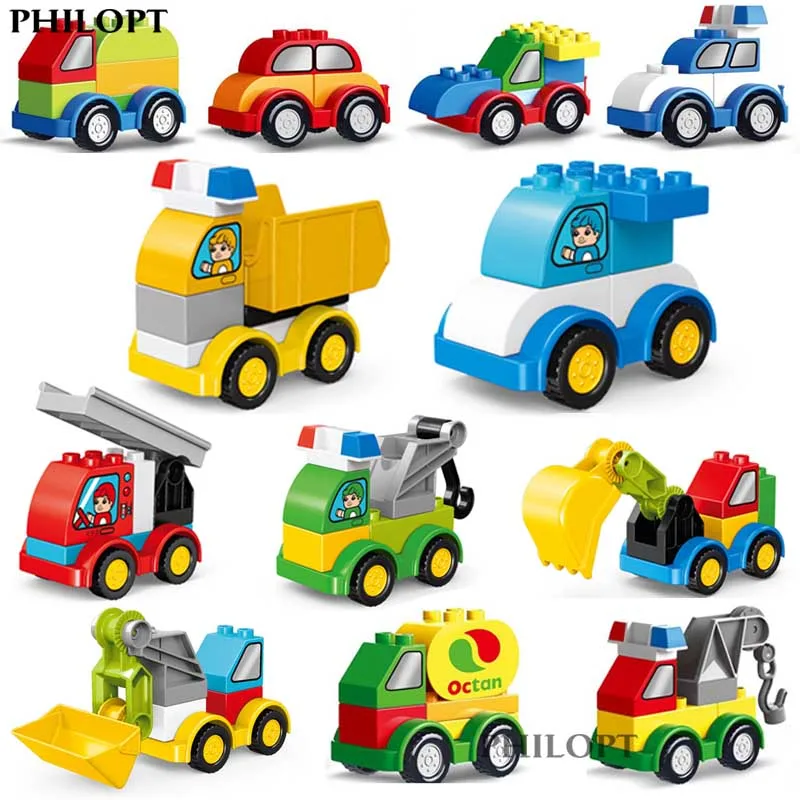 Building Blocks Excavators Trailer Toy Car Children\'s Educational Toys Compatible with Large Particle Blocks Creativity