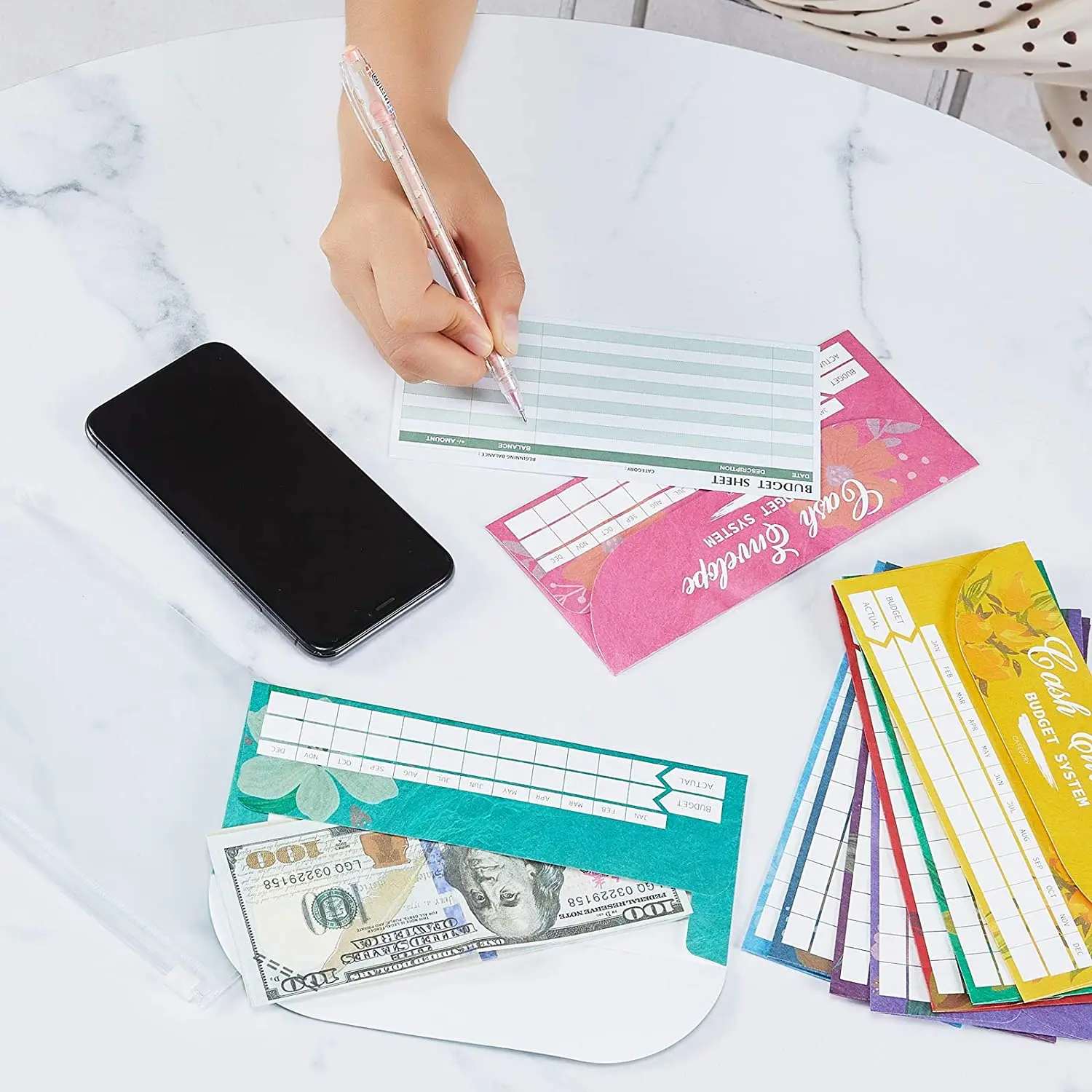 Cash Budget Envelopes Wallet System,12 Pcs Style Waterproof Envelopes for Saving Money,Cash Budget Envelopes with Budget Sheets