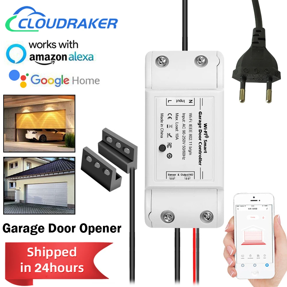 WiFi Garage Door Opener Smart Gate Door Controllor Compatible With Alexa Echo Google Home Smart Life Tuya Smart iOS Android APP