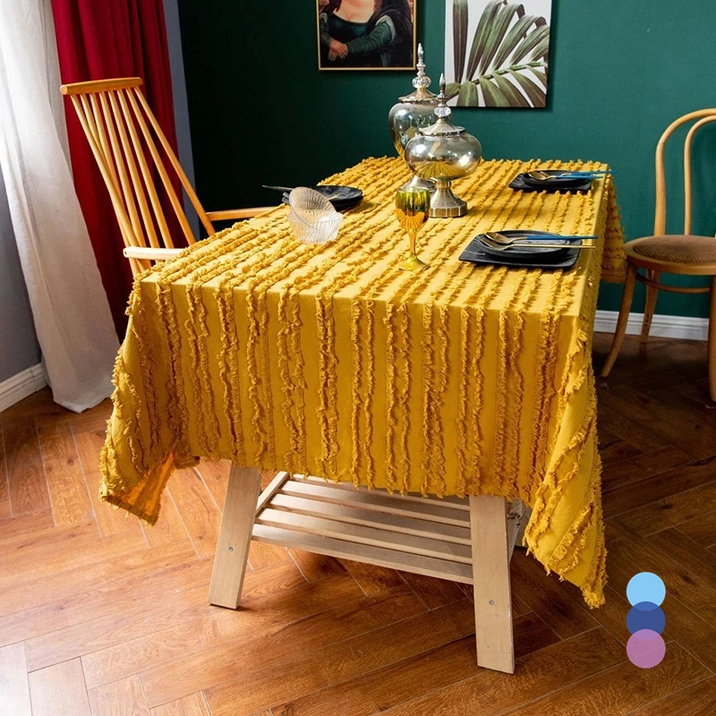 

Скатерть с кисточкой, белая, желтая прямоугольная Декоративная скатерть для стола, скатерть для свадебного обеденного чайного столика, скатерть для стола