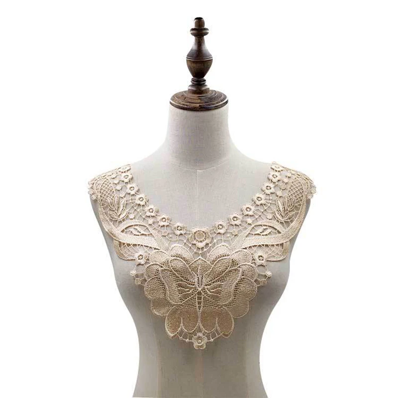 1PCs White Venise Lace Fabric Dress Applique Blouse Sewing Trims DIY Neckline Lace Collar Sewing Craft Garment Accessories