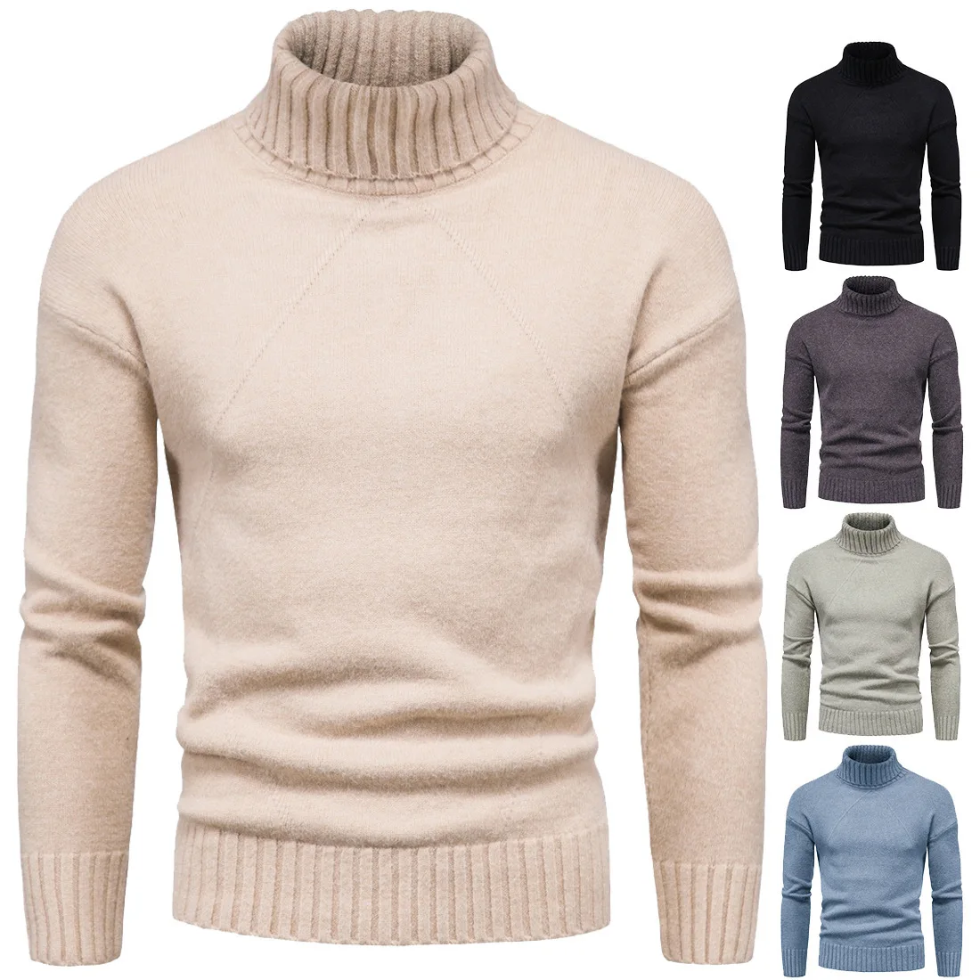 

Men Winter Turtelneck Sweaters Good Quality Men Elastic Warm Sweaters Pop Male Slim Fit Pullovers Solid Turtelnecks Size 2XL