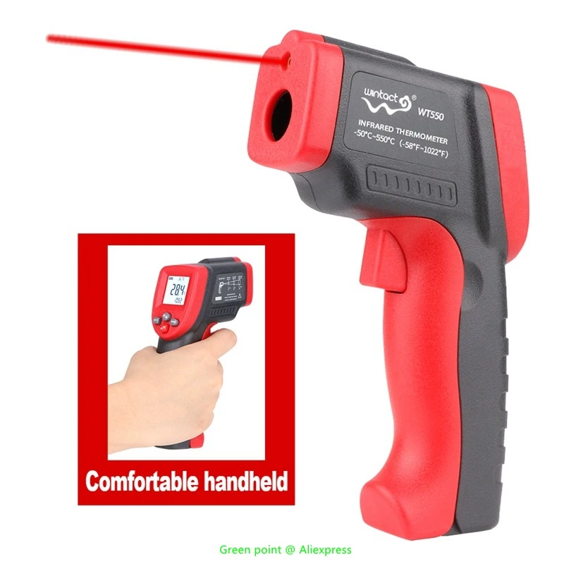 

5PC WINTACT -50~550℃ Handheld Digital Infrared Thermometer WT550 Screen Backlight Sensors Data Retention Temperature Measurement