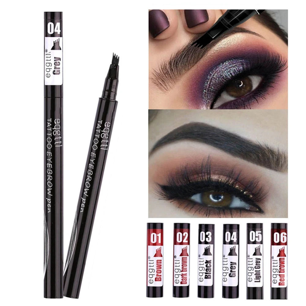 Eyebloggage-Crayon liquide à 4 griffes pour femmes, stylo de maquillage pour sourcils bruns imperméables, colorant de tatouage, doublure de teinte,