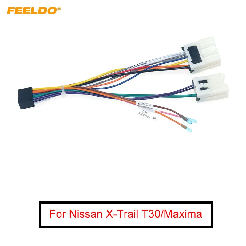 

FEELDO Car 16Pin Wiring Harness Adapter For Nissan X-Trail T30(03-07/Maxima(00-04)/Murano(04-09) Aftermarket Stereo Install