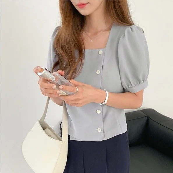 2021 Spring Shirt Female Women Blouse Summer Women Blouses Maxi Blusas Casual Elegant Vintage Short Sleeve Cotton Oversize Loose