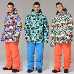 Traje de esquí para hombre, chaquetas y pantalones de nieve para deportes al aire libre, impermeables, cálidos, a prueba de viento, equipo de esquí y Snowboard, Invierno