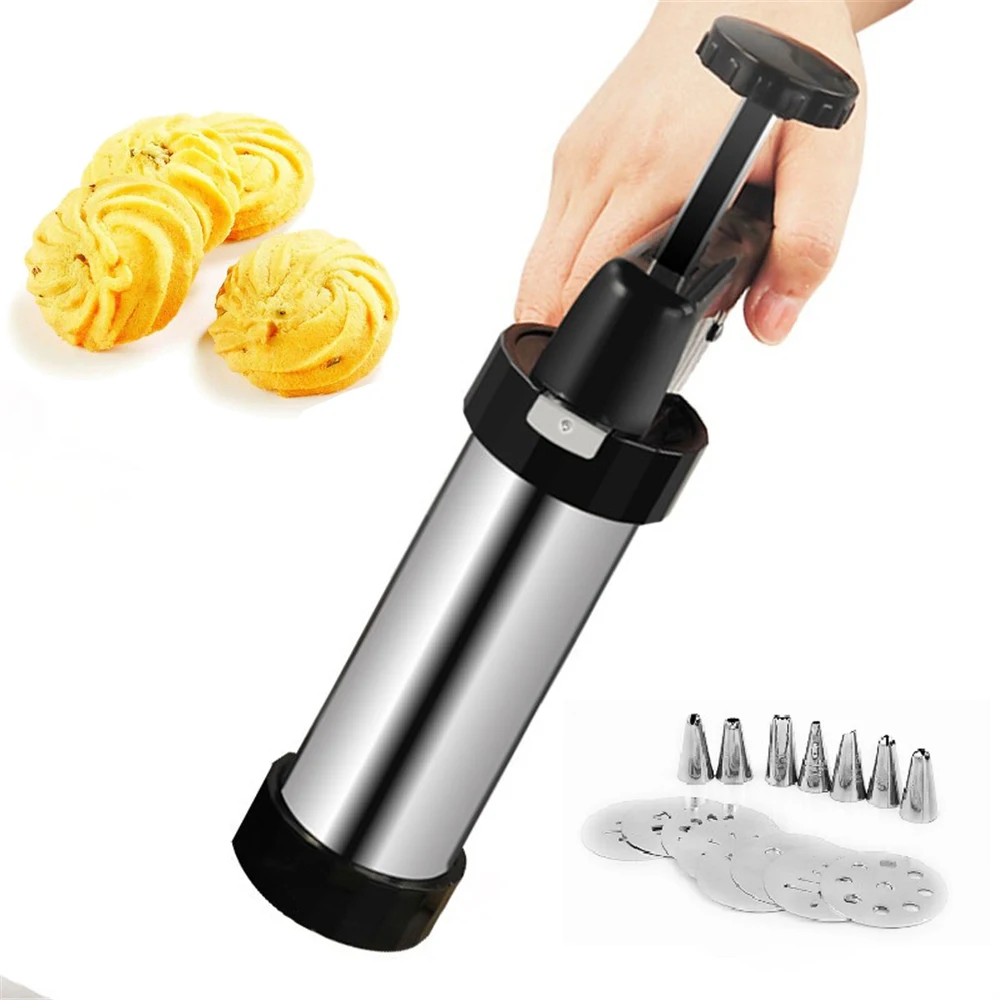 

Churros Maker Machine Cookie Press Tools Set Biscuit Making Gun with Pastry Nozzles and Molds Cake Decorating Baking Extruder