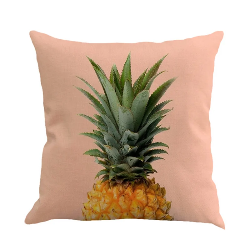 2pcs/set Flax Tropical Fruit Painted Pineapple Pattern Pillowcase Cushion Cover Throw Pillow Case for Sofa Home Decoration