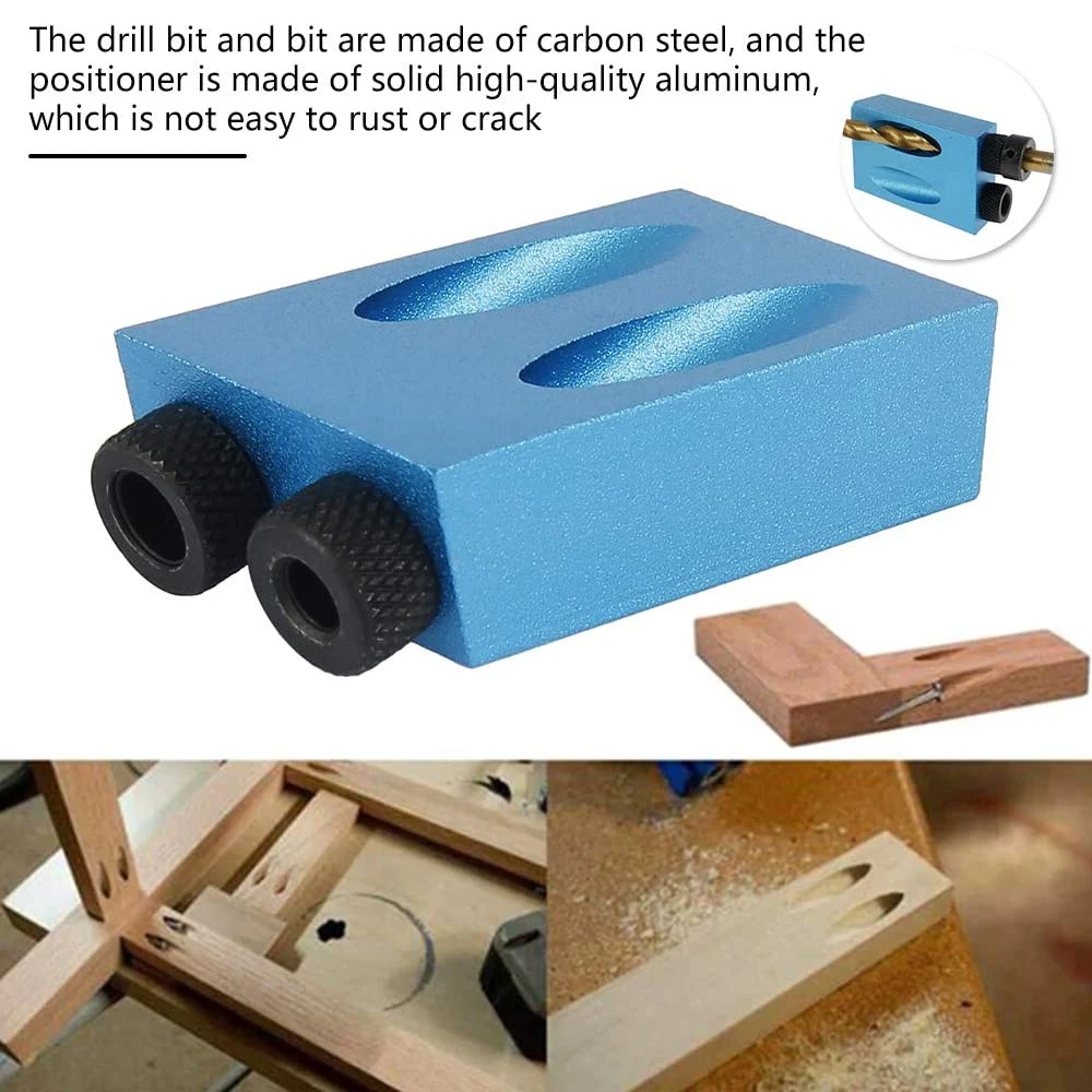 Maschera per fori tascabili strumenti per la lavorazione del legno localizzatore di fori obliqui a 15 gradi guida per trapano Set vite perforatrice morsetto Kit di utensili manuali fai-da-te