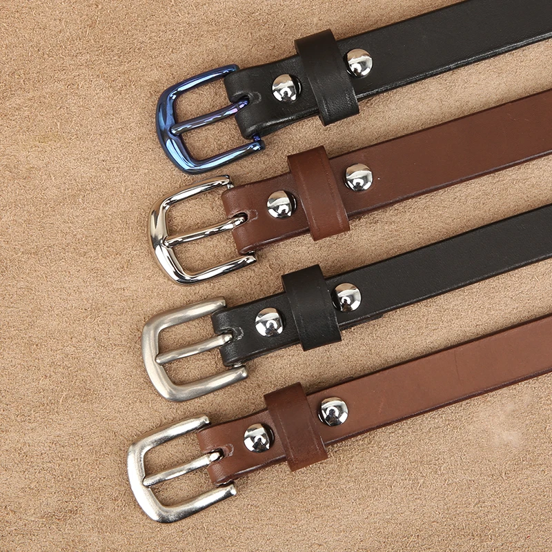 Nieuwe Vrouwen Titanium Legering Gesp Vrouwen Riem Riem Leer Naald Gesp Modieuze Eenvoudige Hoofd Laag Lederen Riem