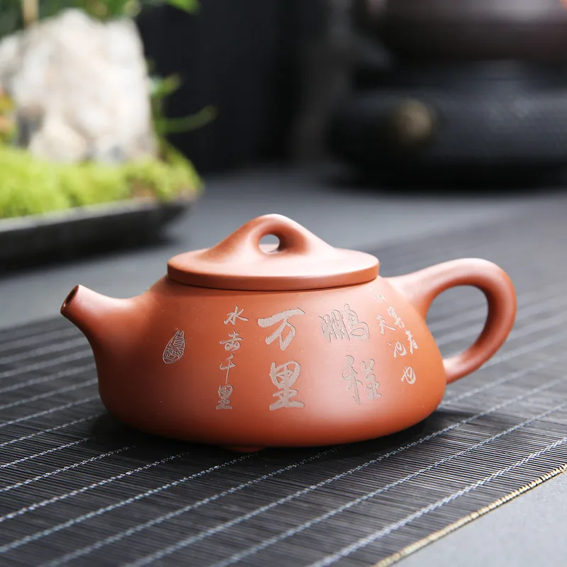 Yixing bule artesanal de argila roxa, Raw Ore Areia Roxa Shipiao Pot, Chaleira Padrão Tradicional, Kung Fu Teaware, 185ml