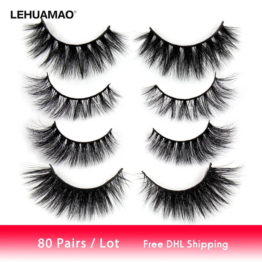 

LEHUAMAO 80Pairs 3D Mink Eyelashes Fluffy Dramatic False Eyelashes Wholesale Mix Hand made Lashes Makeup Cruelty Free Eyelash