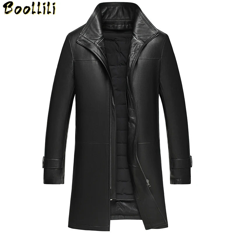 

Leather Boollili Genuine Jacket Men Winter Down Coat Real Mink Fur Collar Coats Plus Size 5XL Jacket Jaqueta De Couro