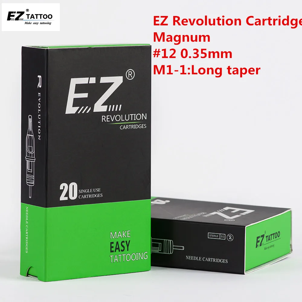 EZ Revolution Tattoo Needles Cartridge Magnum # 12 0.35 mm Long Taper 5.5 mm Tattoo Accessories for Cartridge machine 20pcs /box