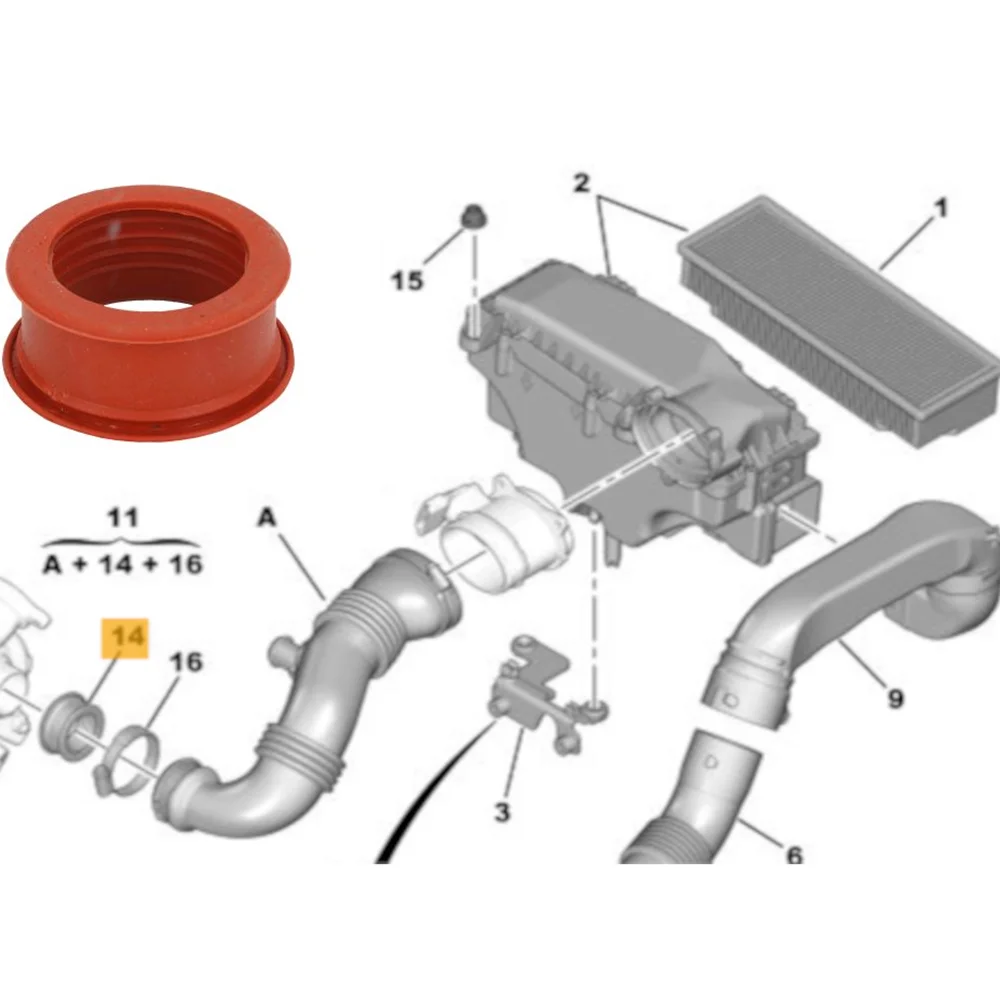 Gumowe uszczelki pierścieniowe rur turbodoładowania do PEUGEOT 206 207 307 308 407 EXPERT PARTNER 1.6 HDI 1434C8