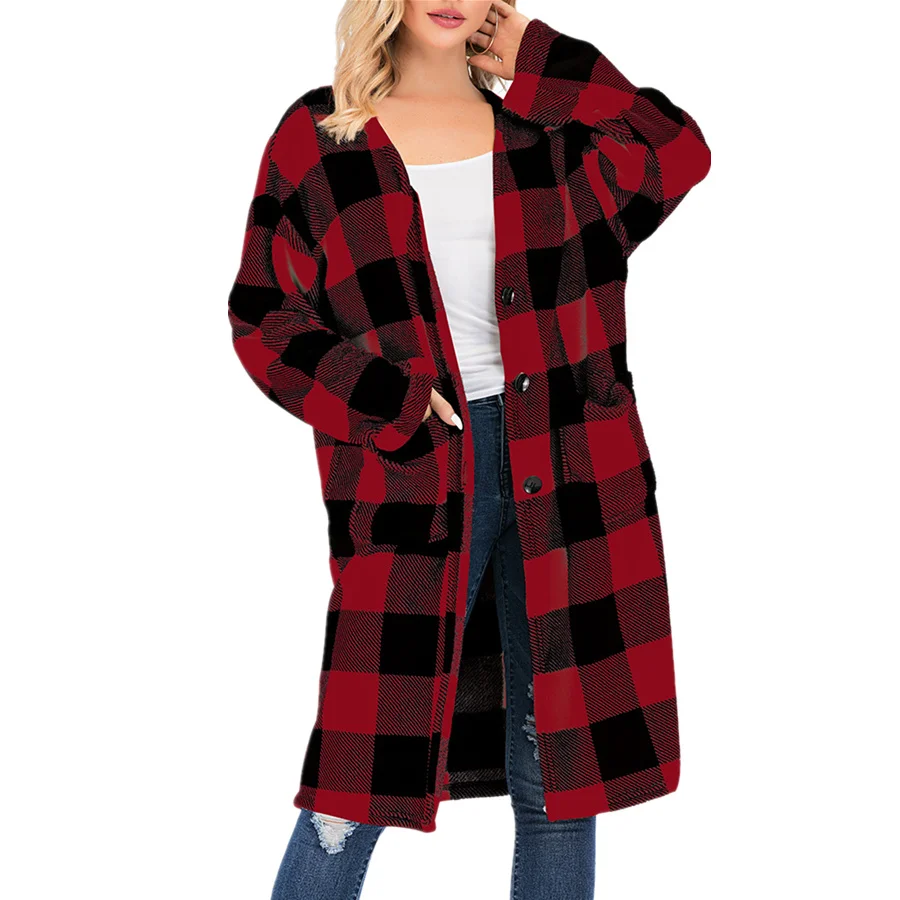 

Pdfmily Contrast Color Plaid Cardigan Women 2019 Autumn Winter Casual Long Sleeve Pocket Loose Knitted Sweater Female Coat 1004