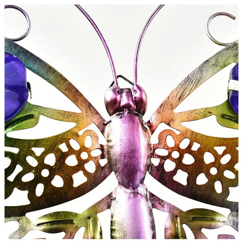 Metal Butterfly Garden Decor Colorful Hanging Double Wing Butterflies Wall Art Decorations Ornaments Gift for Outdoor Indoor