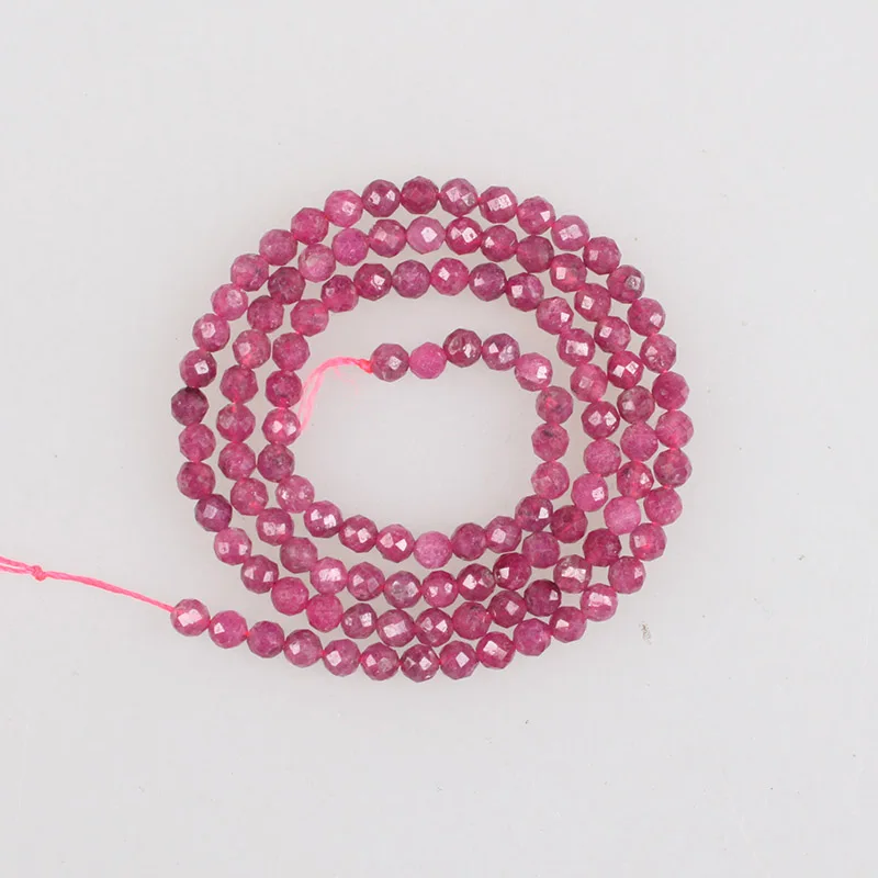 100% Natural Stone Beads Small Faceted Red Ruby Loose Beads 2 3 4mm Gemstone For Bracelet Necklace Jewelry Earrings Making