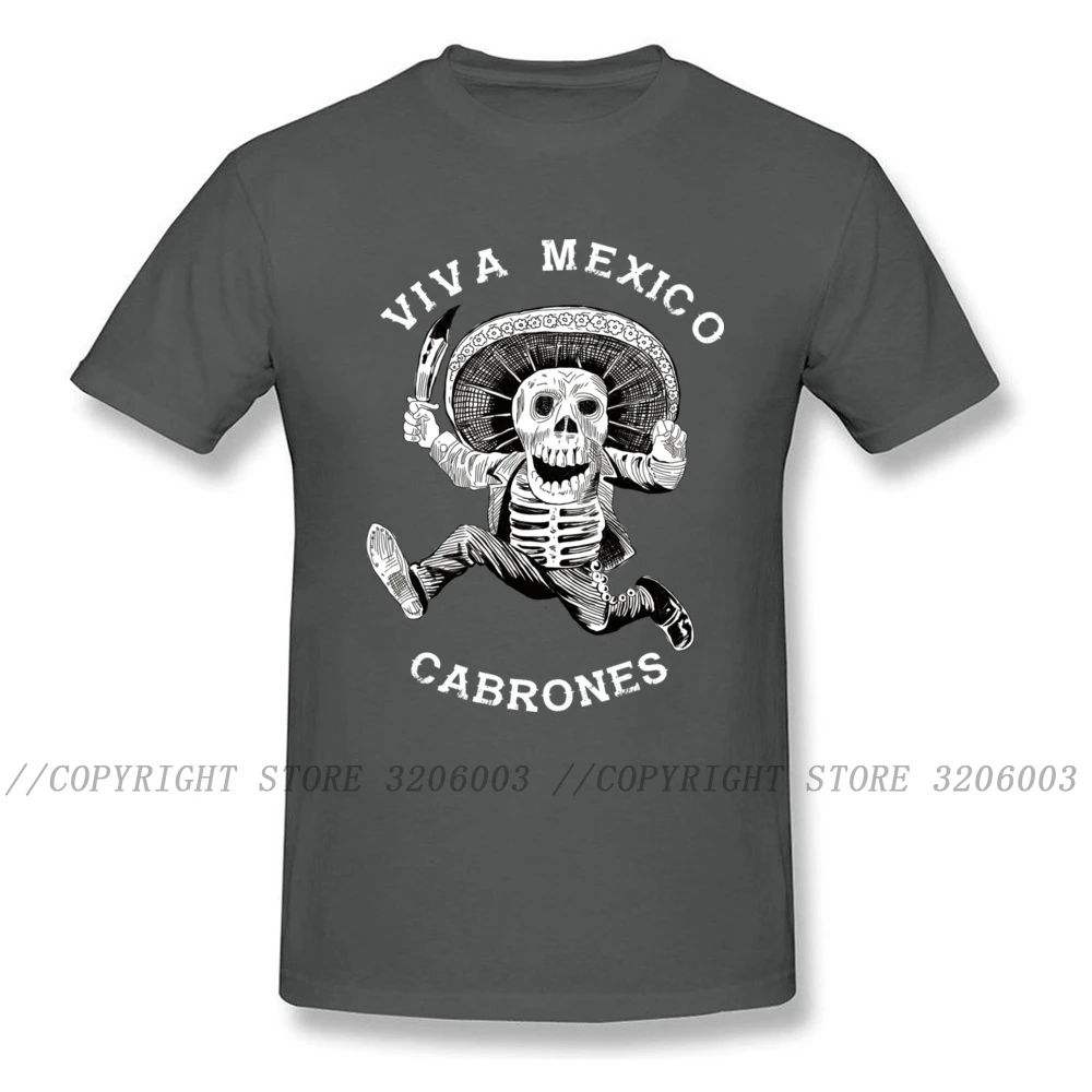 Viva Mexico Cabrones T-shirt Men Skull T Shirts Black Tshirt O Neck Summer/Autumn Funny Tops Plain 100% Cotton Fabric Clothing