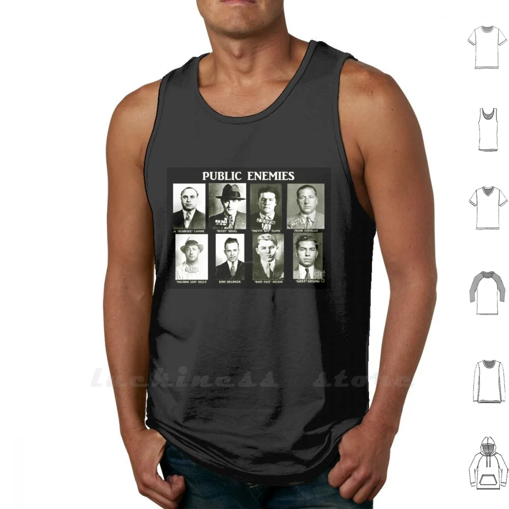 Public Enemies Vest Tank Top Cotton Sleeveless Public Enemies Public Enemies Gangster Mafia Criminal Thugs Fugitive Capone