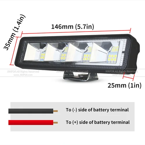 Imagen 2 del producto Luz LED de trabajo para coche, barra de trabajo de 72W, 4x4, 24 LED, todoterreno, SUV, ATV, Tractor, barco, camión, excavadora, haz combinado de 12V y 24V