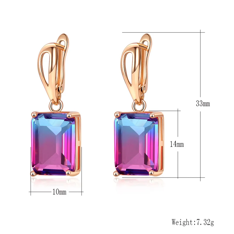 Drop Earrings with Cubic Zirconia Elegant Women Wedding Earrings Jewelry Tourmaline Color Multicolor Fashion Jewelry Brincos