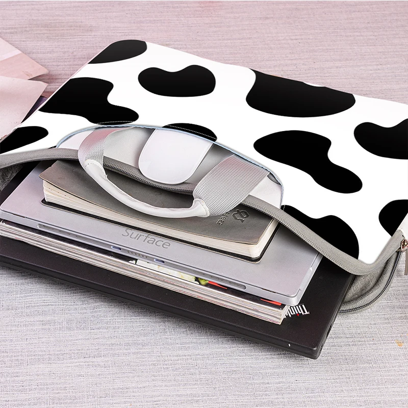 DIY Cow Cover Laptop Bag for Dell Lenovo HP Etc Laptops Case 12 13.3 14 15.6 17.6 Inch Easy To Carry