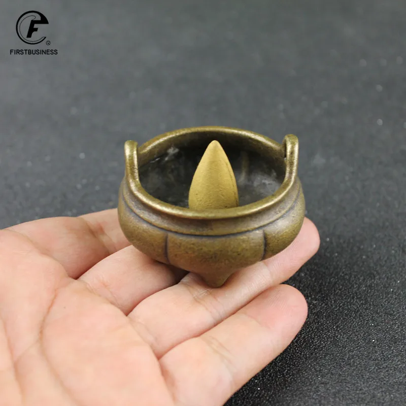 Three-legged gourd Censer Incense burner retro copper Chinese Buddha Incense Holder Burner Brass Mini Sandalwood Censer Incense
