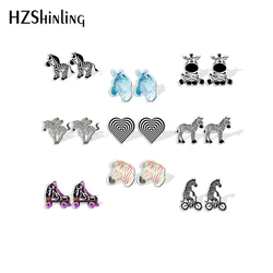 2021 New Cartoon Zebra Stud Earring Black White Stripe Acrylic Resin Earrings Epoxy Handmade Jewelry Gifts Girl