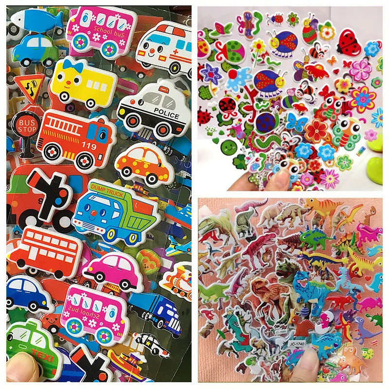 10 Sheets Kids Stickers 3D Puffy Bulk Cartoon Zoo Animal Scrapbooking Stickers for Girl Boy Birthday Gift  3d sticker