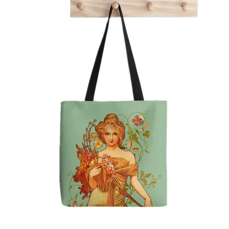 

Shopper Alphonse Mucha Floral Printed Tote Bag women Harajuku shopper Funny handbag girl Shoulder shopping Lady Canvas Bag