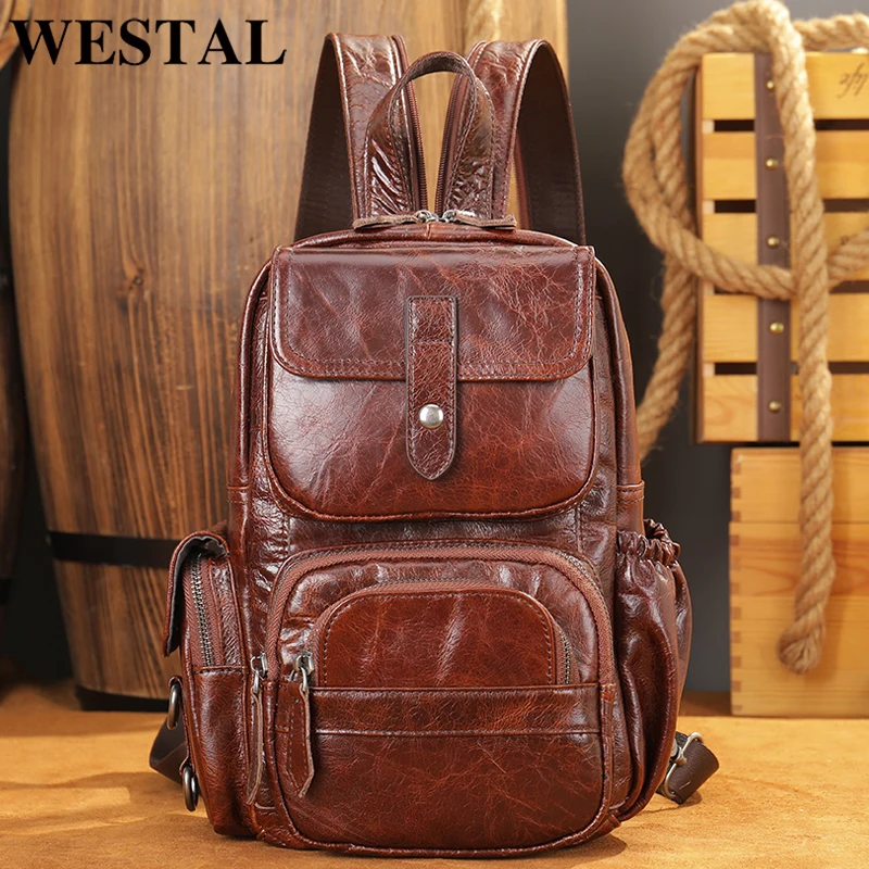 WESTAL Women\'s Leather Backpack for teenagers fashion Anti-theft backpacks woman mini backpack luxury School backpack for Women