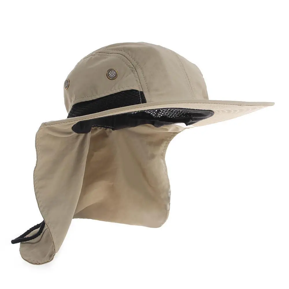 Summer Hot New Function Neck Flap Boonie Hat Fishing Hiking Safari Outdoor Sun Brim Bucket Bush Cap Casual Style