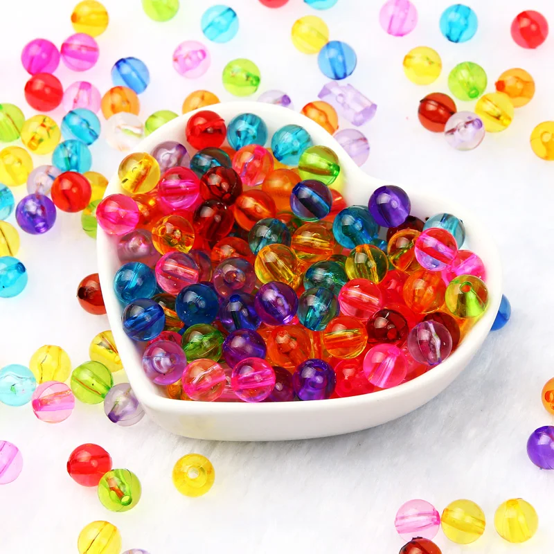 5Pcs 8mm Transparent Colorful Acrylic Beads Round Ball Spacer Loose Beads For Jewelry Making Bracelet Diy Accessories