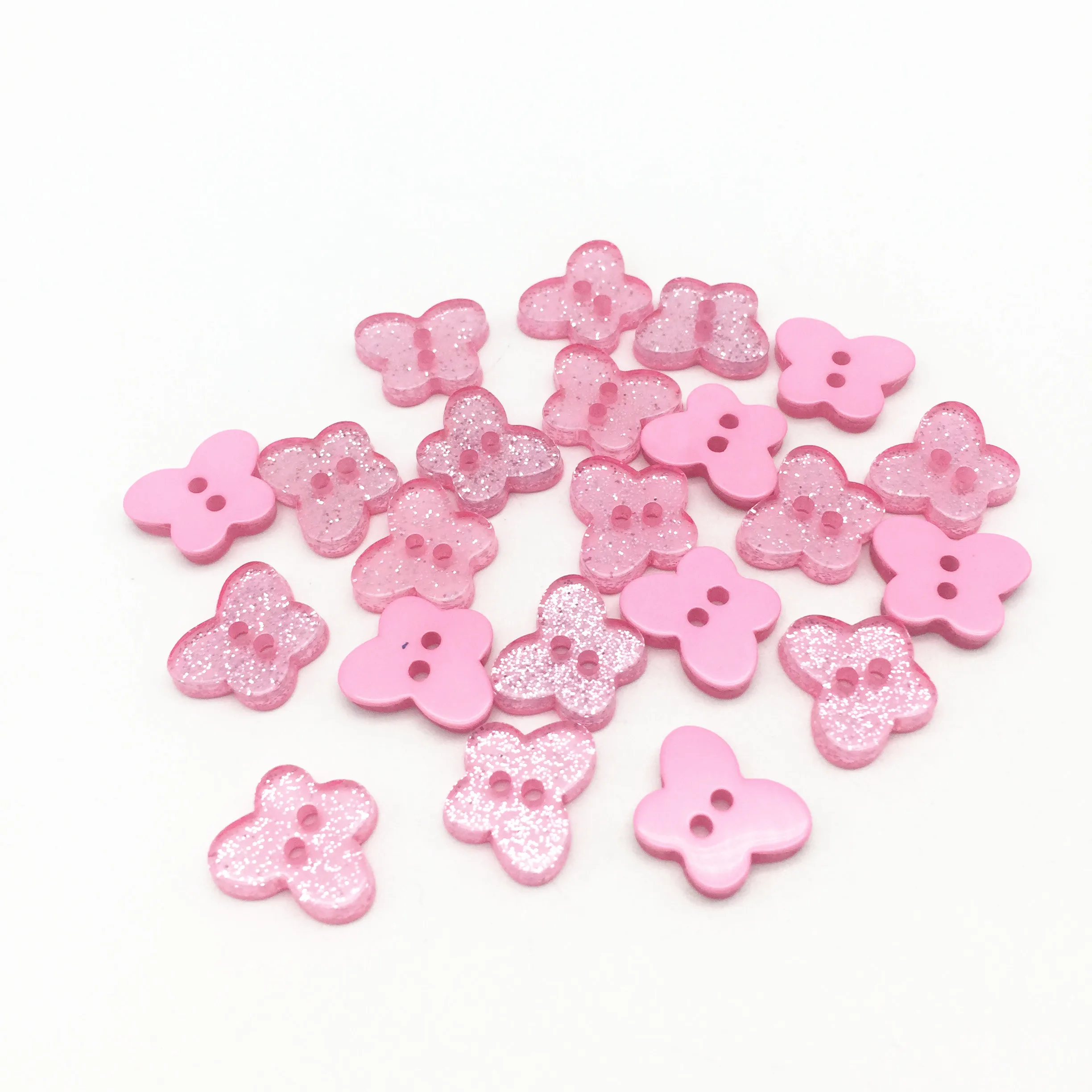 50pcs 13mm Glitter Butterfly Resin Buttons 2 Holes Sewing Accessories Shiny Embellishment DIY Crafts