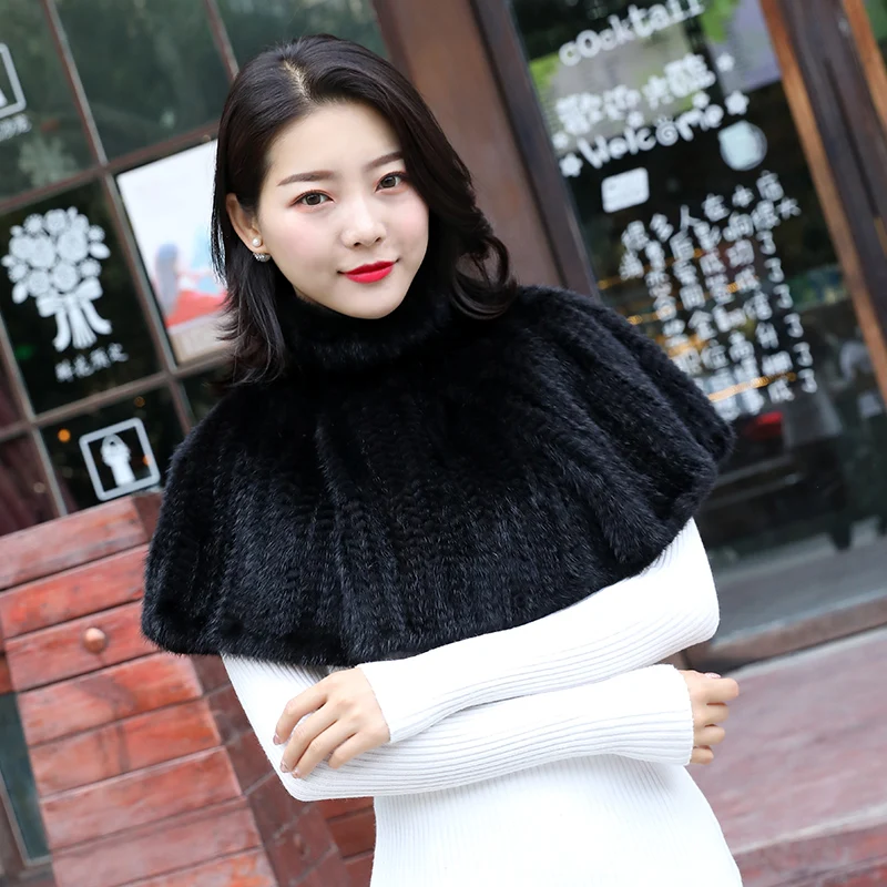 New Style Women Real Mink Fur Scarf Shawl Genuine Real Mink Fur Poncho Girls Fashion Hand Knitted Real Mink Fur Sexy short skirt