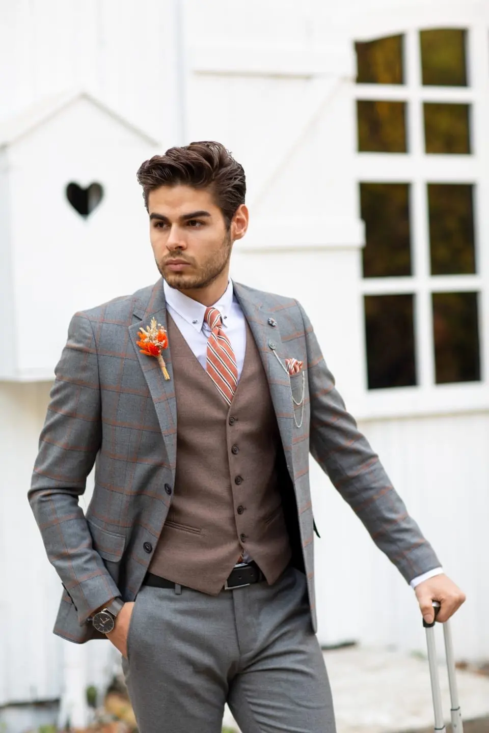 Abito da uomo su misura 2020 smoking da sposa Plaid abiti da uomo migliori abiti da sposo smoking in Tweed abiti da 3 pezzi (giacca + pantaloni + gilet)